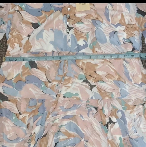 Entro Women Floral Peach Blue Mini Dress Boho Preppy Size Large NWT B25#2 - Picture 10 of 11